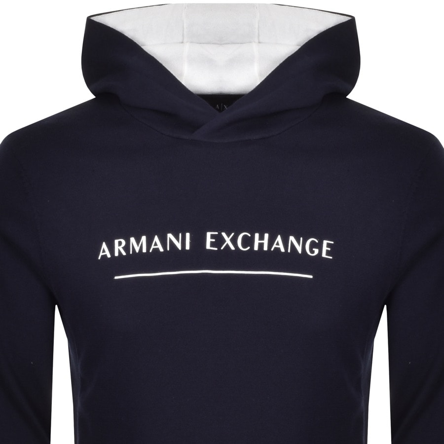 Alternative Image for ProductArmani Exchange Knit Logo Hoodie Navy2